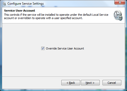 Service User Account Screen
